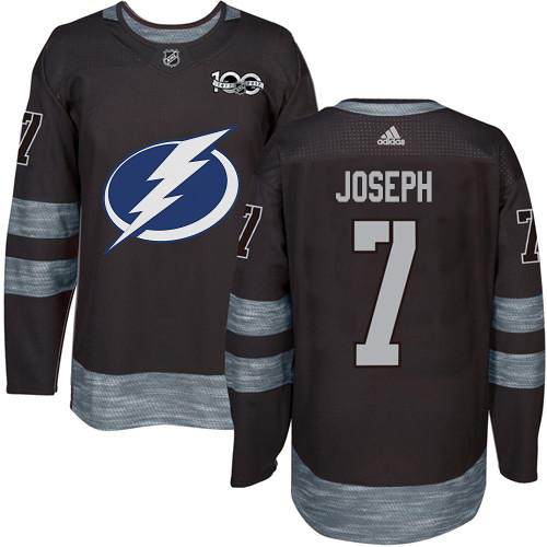 Adidas Tampa Bay Lightning Men 7 Mathieu Joseph Black 1917-2017 100th Anniversary Stitched NHL Jersey